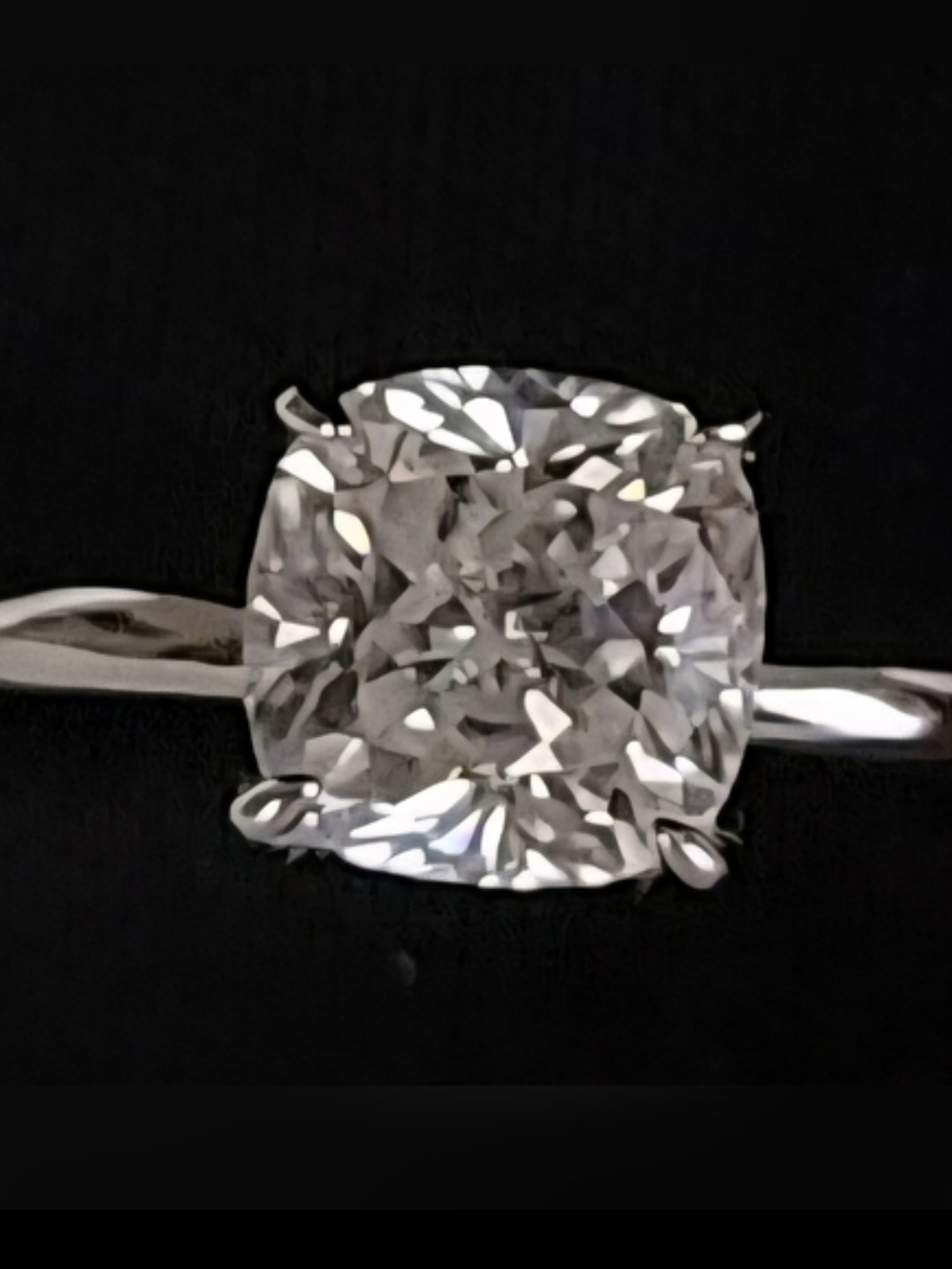 MAKE AN OFFER! Cushion Cut 2 Carat Solitaire Moissanite 14k White Gold Vermeil